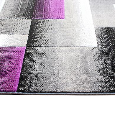 Masada Rugs Masada Rugs Trendz Collection 5'x7' Modern Contemporary Area Rug in Purple, Gray and Black-Design Trz861
