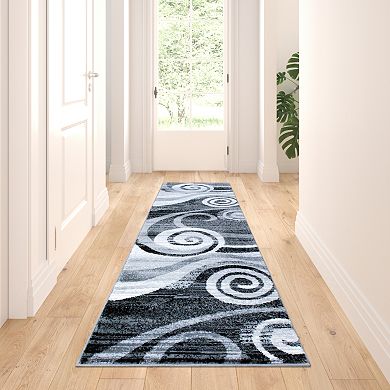 Masada Rugs Masada Rugs Stephanie Collection 2'x7' Area Rug Runner with Modern Contemporary Design 1103 in Gray, White and Black