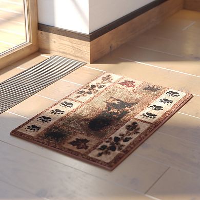 Masada Rugs Masada Rugs Kodiak Collection 2'x3' Cabin/Lodge Area Rug Mat with Bear and Cub Scene