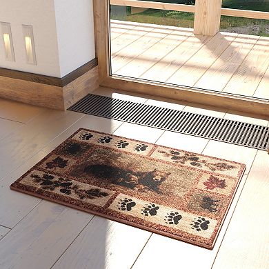 Masada Rugs Masada Rugs Kodiak Collection 2'x3' Cabin/Lodge Area Rug Mat with Bear and Cub Scene