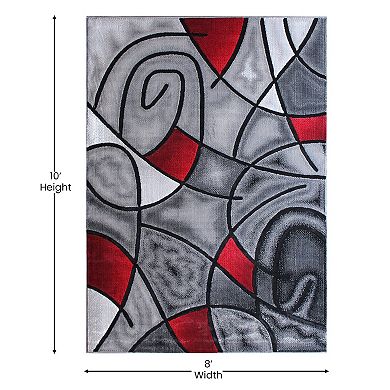 Masada Rugs Masada Rugs Trendz Collection 8'x10' Modern Contemporary Area Rug in Red, Gray and Black