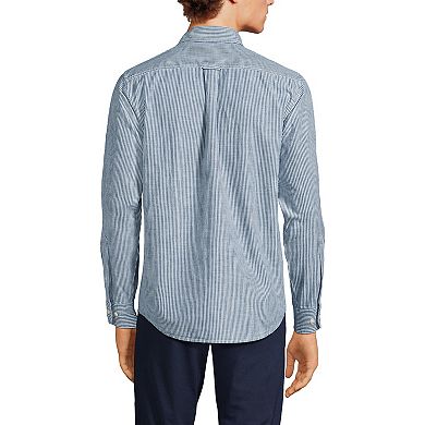 Men's Lands' End Button-Down Traditional Fit Chambray Shirt