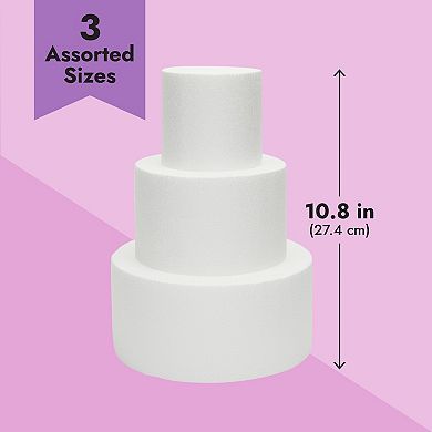 Small Foam Cake Dummy For Decorating And Wedding Display, 3 Tiers (10.8 In Tall)