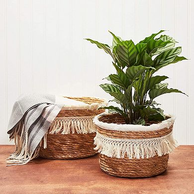 Okuna Outpost Woven Baskets for Storage, Round Basket (2 Sizes, 2 Pack)