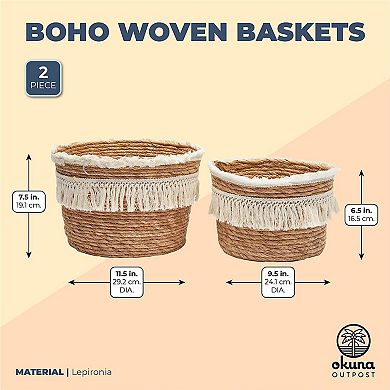 Okuna Outpost Woven Baskets for Storage, Round Basket (2 Sizes, 2 Pack)