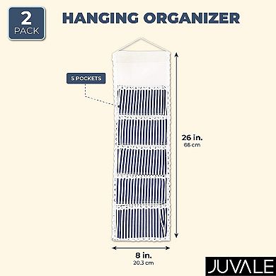 5 Pocket Small Hanging Organizer (Blue, 8 x 26 In, 2 Pack)