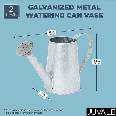 Juvale Galvanized Watering Can Vases with Handle for Home Decor (5.5 Inches, 2 Pack)