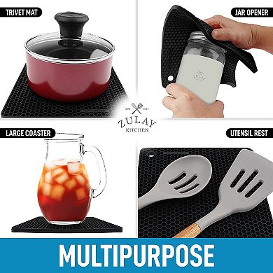 Zulay Kitchen Silicone Trivet Mat Set - 4 Pack