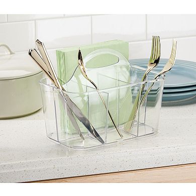 mDesign Plastic Kitchen Cutlery Caddy Storage Organizer Bin Tote - 2 Pack