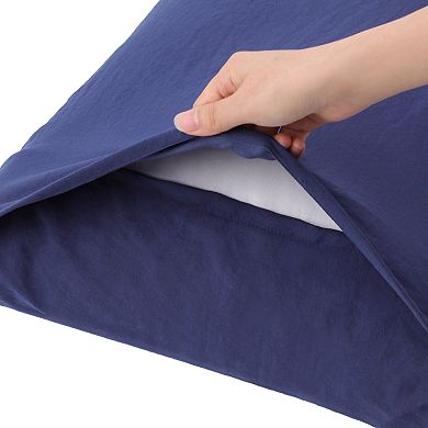 2Pcs Brushed Pillowcases Washed Microfiber Envelope Closure King(20"x36")