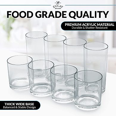 Zulay Kitchen Plastic Tumblers Drinking Glasses