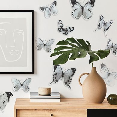 RoomMates Black White Butterfly Peel & Stick Decals 10-piece Set