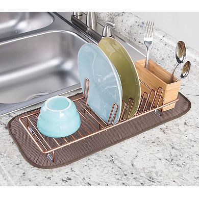 mDesign Compact Countertop, Sink Dish Drying Rack,   Caddy