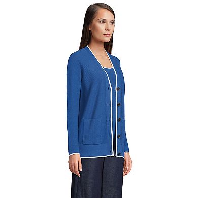 Women's Lands' End Fine Gauge Cotton Cardigan & Tank Top Sweater Set