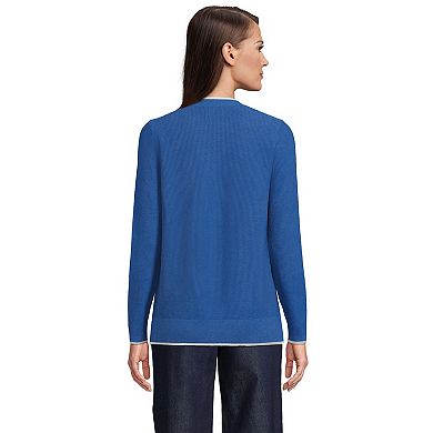 Women's Lands' End Fine Gauge Cotton Cardigan & Tank Top Sweater Set