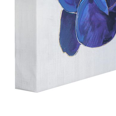 American Art Decor Deep Blue Flower Canvas Wall Art