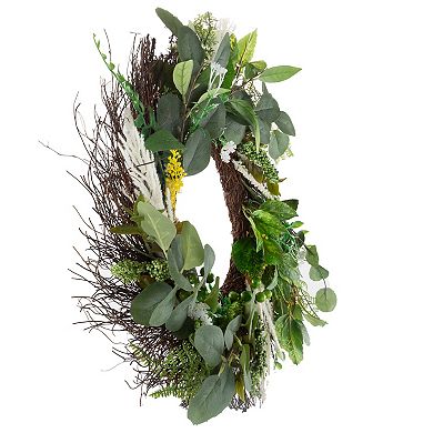 Pure Garden Sweet Anne Artificial Eucalyptus Wreath