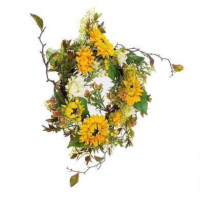 Pure Garden Artificial Sunflower Wreath