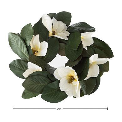 Pure Garden Artificial Magnolia Wreath