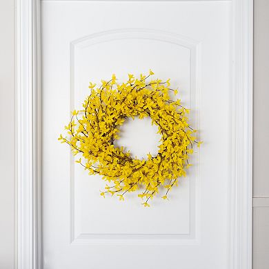 Pure Garden Artificial Yellow Forsythia Wreath
