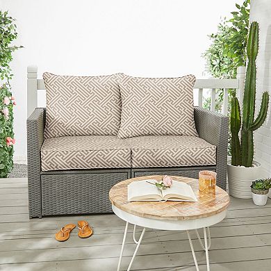 Sorra Home Labyrinth Ochre Outdoor/Indoor Deep Seating Loveseat Pillow and Cushion Set