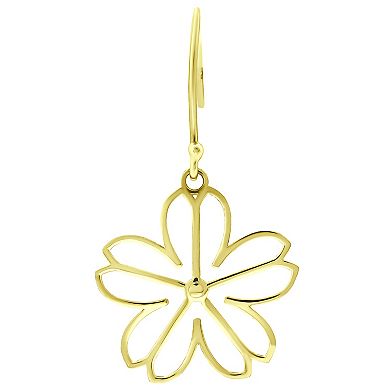 Aleure Precioso 18k Gold Over Silver Daisy Flower Drop Fishhook Earrings