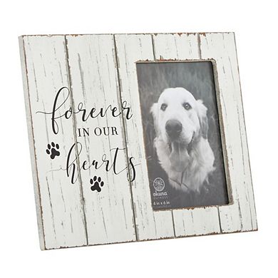 Rustic Dog Memorial Picture Frame for 4x6 Photo, Forever In Our Hearts (White, 9.5 x 8 In)
