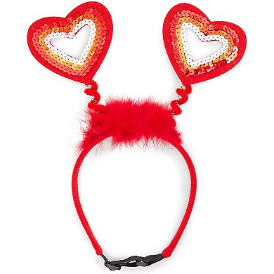 Valentines Dog Clothes, Heart Headband and Collar for Med to Large Dogs (2 Pieces)