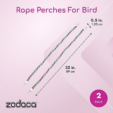 Colorful Bird Rope Perch for Parrots Playing, Chewing or Preening (35 In, 2 Pack)
