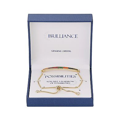 Brilliance 14k Gold Flash Plated Multicolored Crystal Bar Bolo Bracelet
