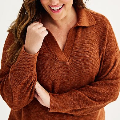 Plus Size Sonoma Goods For Life® Collared Pullover Sweater