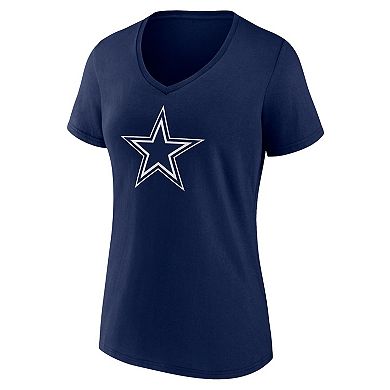 Women's Fanatics Branded Navy Dallas Cowboys Icon Primary Team Logo V-Neck T-Shirt