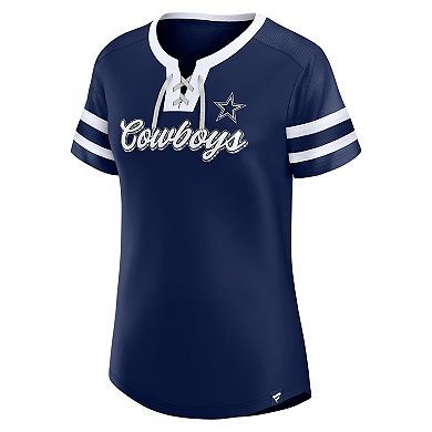 Women's Fanatics Branded Navy Dallas Cowboys Original State Lace-Up T-Shirt