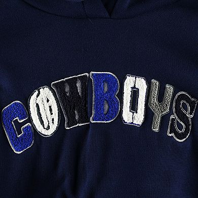 Women's The Wild Collective Navy Dallas Cowboys Cropped Pullover Hoodie