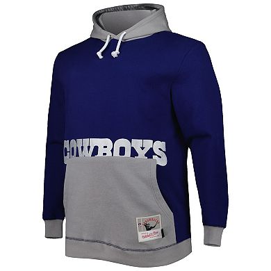 Men's Mitchell & Ness Navy/Silver Dallas Cowboys Big & Tall Big Face Pullover Hoodie