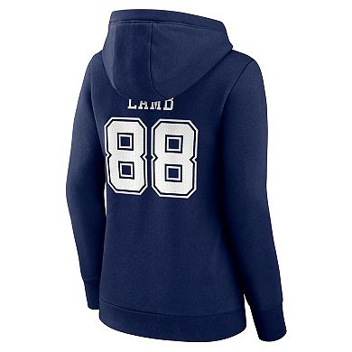 Women's Fanatics Branded CeeDee Lamb Navy Dallas Cowboys Player Icon Name & Number V-Neck Pullover Hoodie