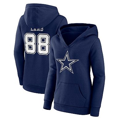 Women's Fanatics Branded CeeDee Lamb Navy Dallas Cowboys Player Icon Name & Number V-Neck Pullover Hoodie