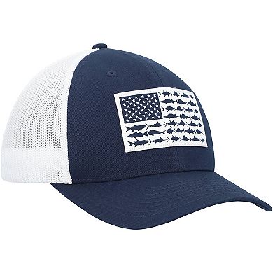 Men's Columbia  Navy/White Dallas Cowboys Mesh Fish Flag Flex Hat