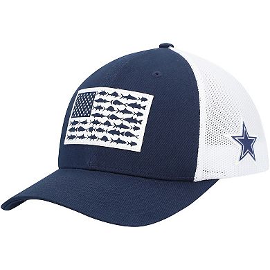 Men's Columbia  Navy/White Dallas Cowboys Mesh Fish Flag Flex Hat