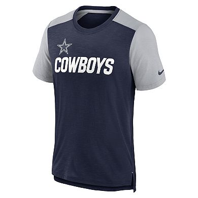 Men's Nike Heathered Navy/Heathered Gray Dallas Cowboys Color Block Team Name T-Shirt