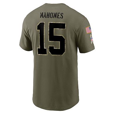 Men's Nike Patrick Mahomes Olive Kansas City Chiefs 2022 Salute To Service Name & Number T-Shirt