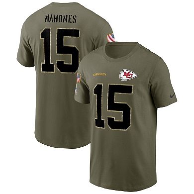 Men's Nike Patrick Mahomes Olive Kansas City Chiefs 2022 Salute To Service Name & Number T-Shirt