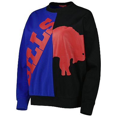 Women's Mitchell & Ness Royal/Black Buffalo Bills Big Face Pullover Sweatshirt