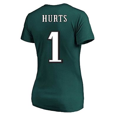Women's Fanatics Branded Jalen Hurts Midnight Green Philadelphia Eagles Plus Size Player Name & Number V-Neck T-Shirt