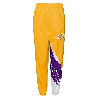 Youth Mitchell & Ness Gold Los Angeles Lakers Paintbrush Windbreaker Pants