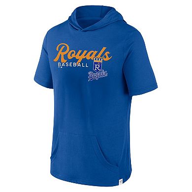 Men's Fanatics Branded Royal Kansas City Royals Offensive Strategy Short Sleeve Pullover Hoodie