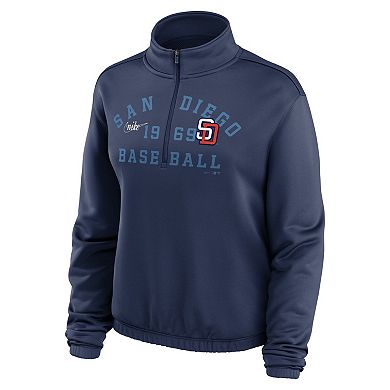 Women's Nike Navy San Diego Padres Rewind Splice Half-Zip Sweatshirt