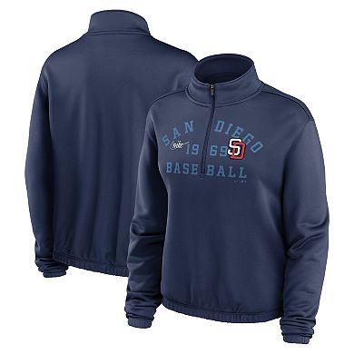 Women's Nike Navy San Diego Padres Rewind Splice Half-Zip Sweatshirt