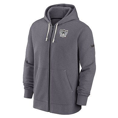 Men's Nike Heather Charcoal Las Vegas Raiders Historic Lifestyle Full-Zip Hoodie