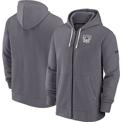 Men's Nike Heather Charcoal Las Vegas Raiders Historic Lifestyle Full-Zip Hoodie